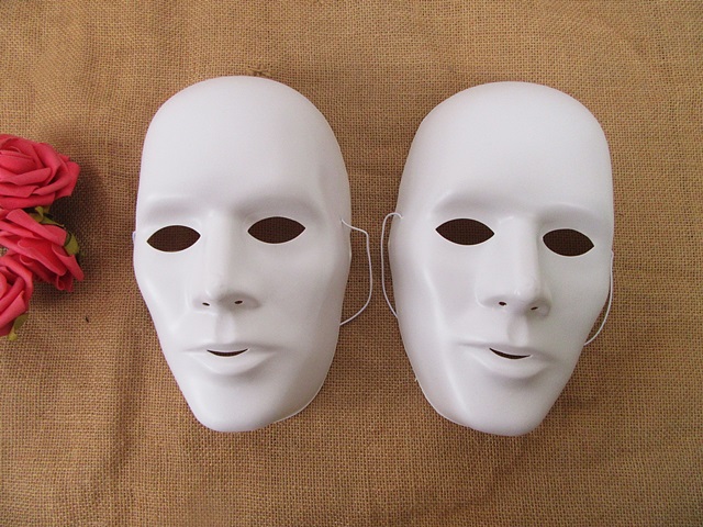 10Pcs White Dress-up Male Face Masks Pretend Play Costume Party - Click Image to Close