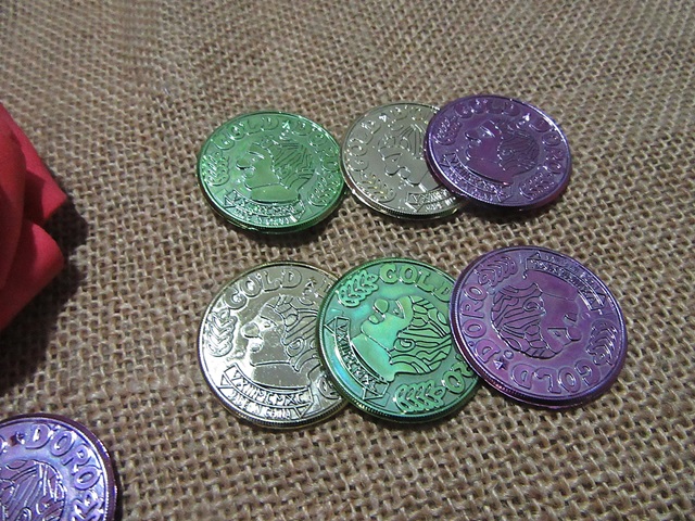 6Pack x 50Pcs Plastic Coins Kids Toys Fake Coins Set Treasure - Click Image to Close