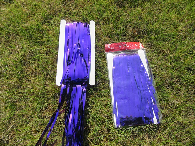 4Set Back Adhensive Purple Metallic Tinsel Curtain Foil Backdrop