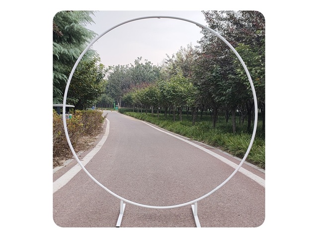 1X White Circle Wedding Garden Arch Backdrop Single Tube 1.5 M