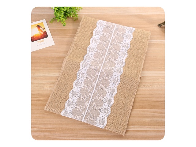 30x275cm Burlap Hemp Lace Table Runner Cloth Wedding Party Favor