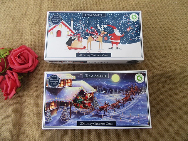 1Set 20Pcs Luxury Christmas Cards Greeting Postcards w/Envelope - Click Image to Close