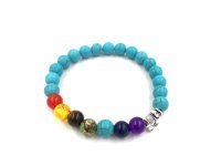 12Pcs Healing Blue Turo Bead Yoga Bracelet 7 Gemstone Chakra