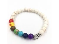 12Pcs Healing White Turo Bead Yoga Bracelet 7 Gemstone Chakra