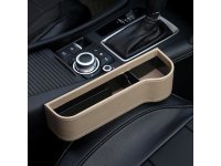 1Pc Khaki Car Seat Gap Organizer Storage Box Side Pocket w/Cup