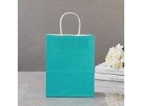 48 Bulk Kraft Paper Gift Carry Shopping Bag 22x16x8cm Blue