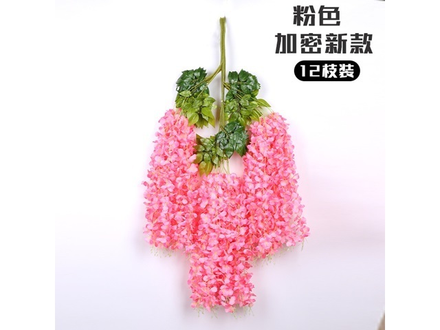 12Pc Peach Artificial Silk Hanging Flower Garland Vine Wisteria