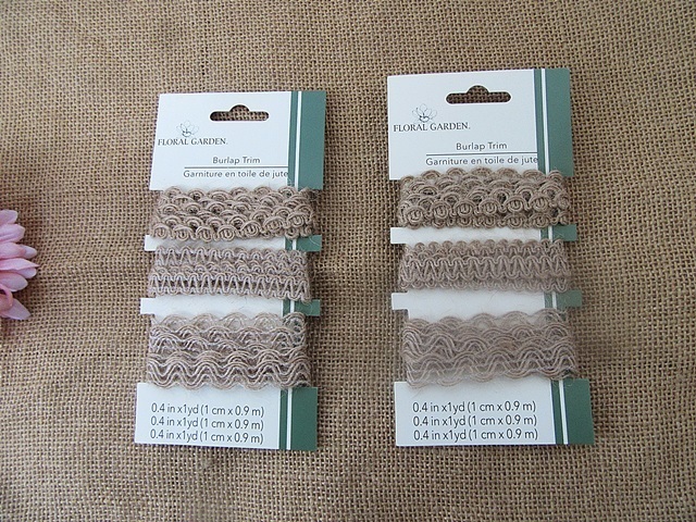 12Sheet x 3Pcs Hemp Burlap Trim Embellishment Ribbon Craft Scrap - Click Image to Close