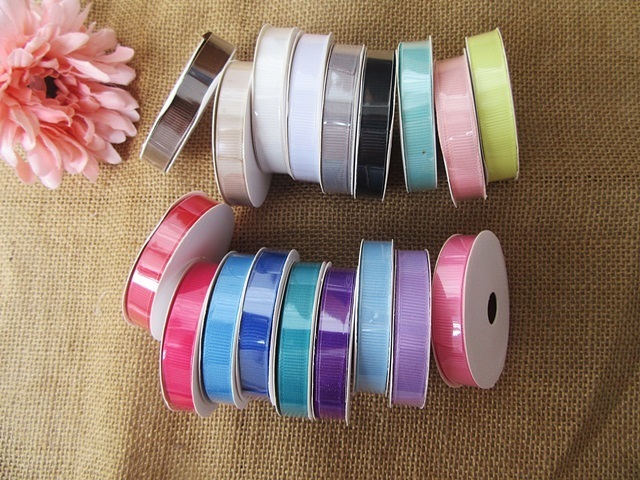 18Rolls x 1m Grosgrain Ribbon 10mm Wide Party Wedding Favors Mix