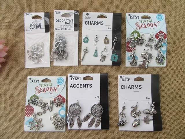12Sheets Clasps Bails Charms Pendants Beads for Jewellery Making
