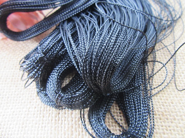 6Rolls X 100m Black Metallic Tinsel Cord String Wrap Ribbon DIY - Click Image to Close