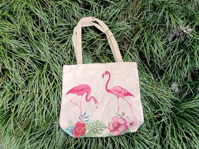 1Pc Flamingo Hemp Shopping Bag Handbag Shoulder Bag Grocery Bag 1Pc Flamingo Hemp Shopping Bag Handbag Shoulder Bag Grocery Bag