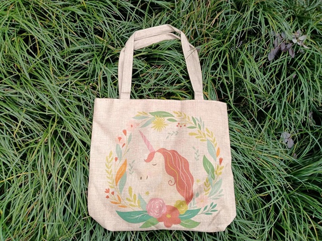 1Pc Unicorn Hemp Shopping Bag Handbag Shoulder Bag Grocery Bag - Click Image to Close