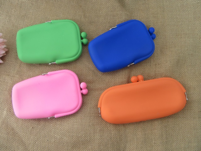 4Pcs SILICONE Waterproof Clutch Coin Bag Twist Lock Purse Mixed - Click Image to Close