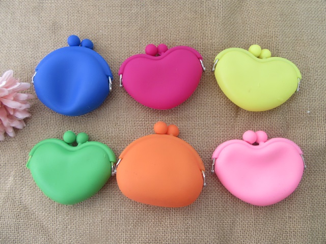 6Pcs SILICONE Waterproof Clutch Coin Bag Twist Lock Purse Mixed - Click Image to Close