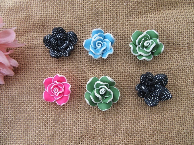 50Pcs New Fimo Beads Rose Flower Jewellery Finding Various Color 50Pcs New Fimo Beads Rose Flower Jewellery Finding Various Color