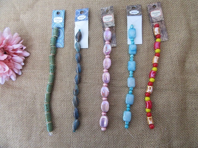 12Strand Lampwork Procelain Glass Beads Unfinished Bracelet Jewe - Click Image to Close