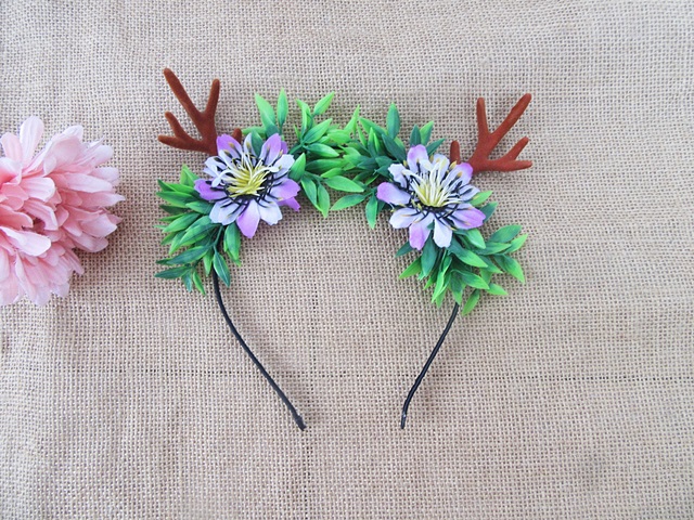 12Pcs Floral Leaf Crown Garland Headbands Hair Hoop Head Wear - Click Image to Close
