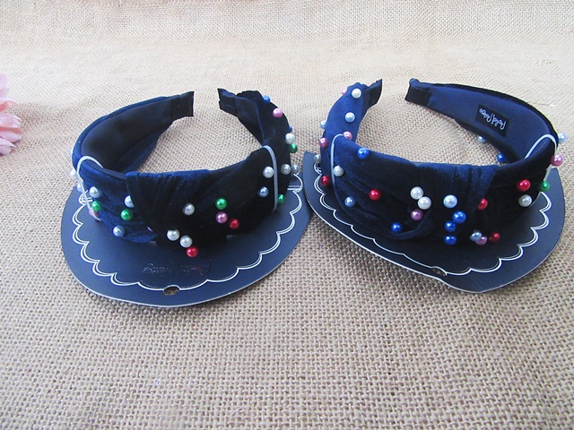 6Pcs Fashion Knotted Velvet Wide Headbands Hair Band Hair Hoop - Click Image to Close