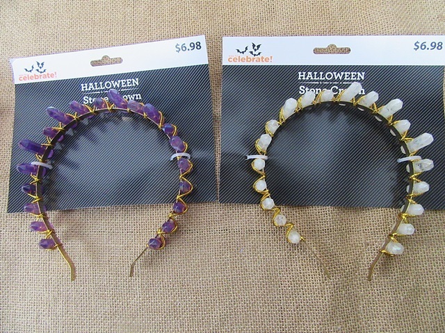 2Pcs New Stone Crown Quartz Headband Hair Hoop Randomly Design 2Pcs New Stone Crown Quartz Headband Hair Hoop Randomly Design