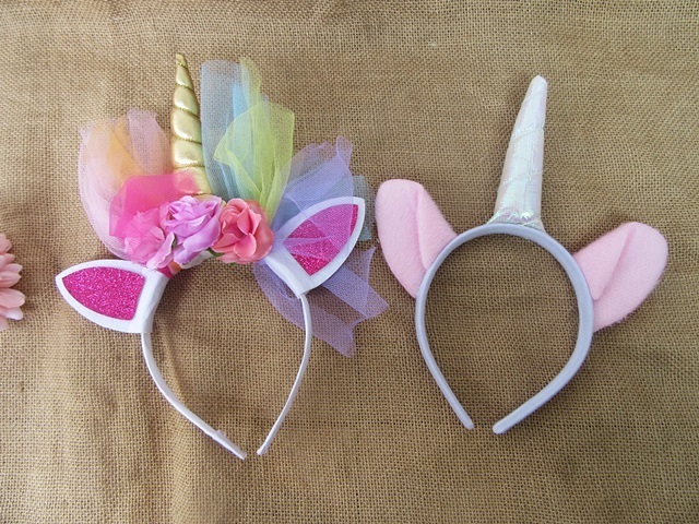 6Pcs Unicorn Headband Hair Hoop Costume Birthday Party Favor - Click Image to Close