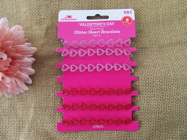 12Sheet x 6Pcs Heart Shaped Braided Bracelets Fashion Valentines - Click Image to Close