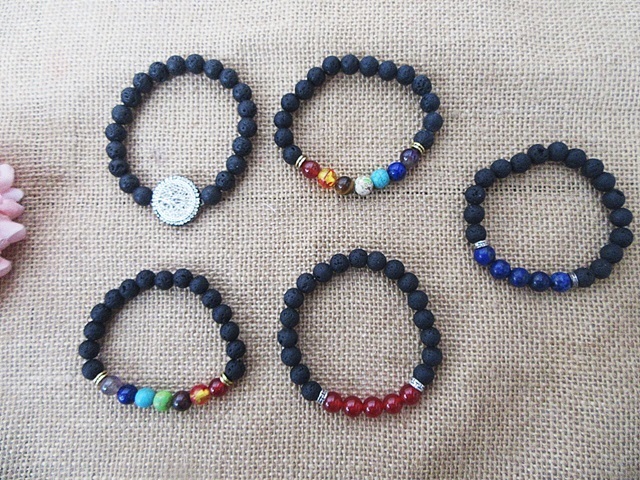 (image for) 5Pcs New Black Gemstones Yoga Healing Energy Bracelet