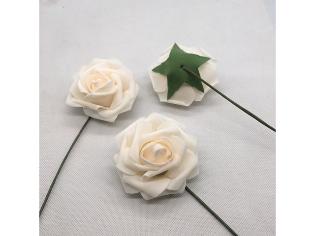 25Pcs Beige Rose Artificial Foam Flower Hair Pick Wedding Favors