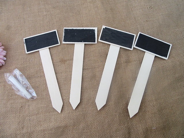 6Packs x 4Pcs Garden Tags Blackboard T-type Plant Label w/Chalk - Click Image to Close