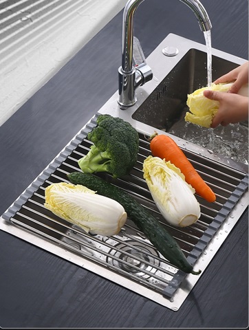 1Pc Stainless Steel Roll Up Sink Dish Drying Rack Kitchen - Click Image to Close