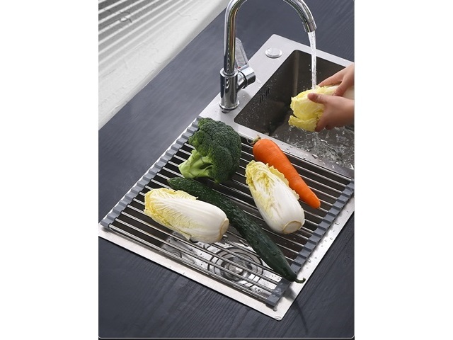 1Pc Stainless Steel Roll Up Sink Dish Drying Rack Kitchen - Click Image to Close