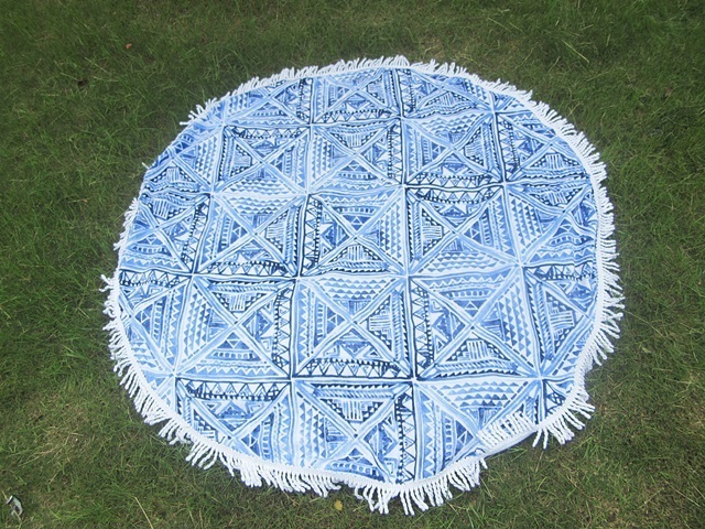 1Pc Round Blue Beach Towel Blanket Pool Towel Bath Towel - Click Image to Close