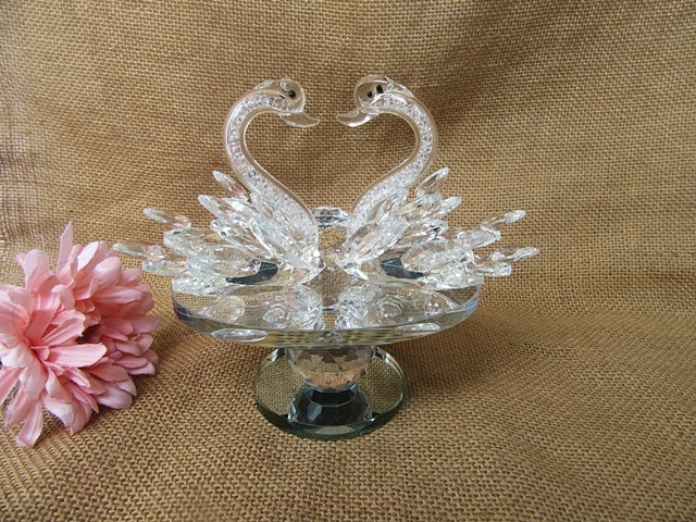 1Pc Stunning Clear Crystal Couple Swan Figurine Collection Home 1Pc Stunning Clear Crystal Couple Swan Figurine Collection Home