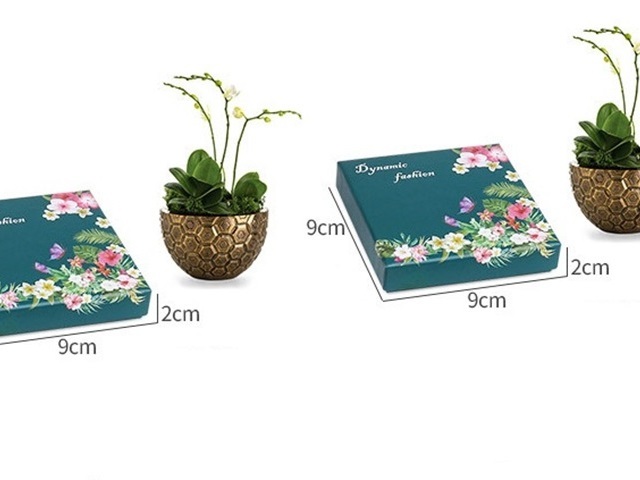 12 Jewellery Boxes Square Green Forest Pattern Gift Boxes 9x9cm