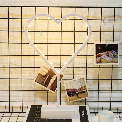 1Pc Romantic Battery Operate Heart Shaped Tabletop Lamp Night - Click Image to Close