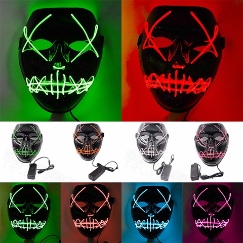 1Pc Scary LED Neon Light Up Mask Glow in Dark Costume Party - Click Image to Close