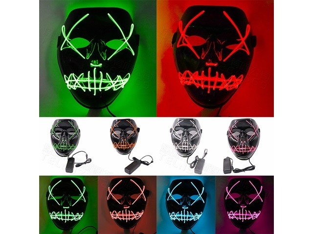 1Pc Scary LED Neon Light Up Mask Glow in Dark Costume Party - Click Image to Close