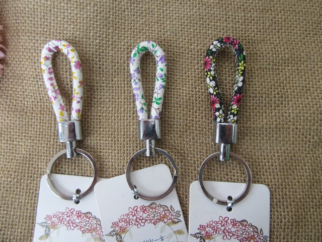 12Pcs Leather Keychain Strap Holder Key Ring Charms Mixed Color - Click Image to Close