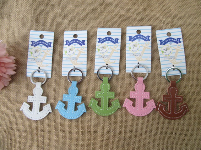 12Pcs Leather Anchor Keychain Key Ring Charms Baby Shower - Click Image to Close