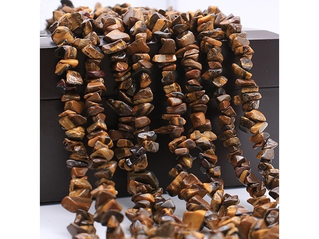 5Strands x 160pcs Tiger Eye Gemstone Loose Chip Beads DIY - Click Image to Close