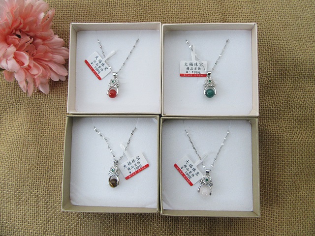 12Pcs Boxed Elegant Silver Thin Necklace With Pendant Jewellery - Click Image to Close