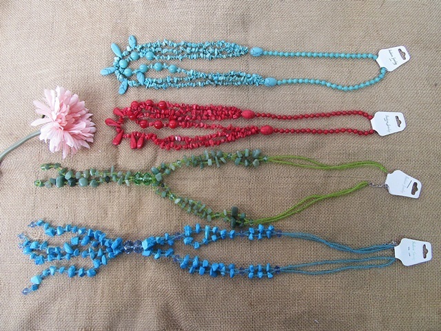 4Pc Gemstone Chip Beads Irregular Crushed Stone Necklace 4Pc Gemstone Chip Beads Irregular Crushed Stone Necklace