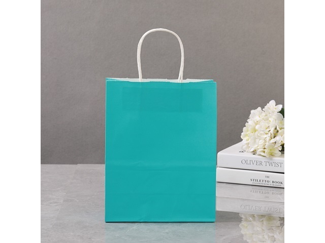 48 Bulk Kraft Paper Gift Carry Shopping Bag 22x16x8cm Blue