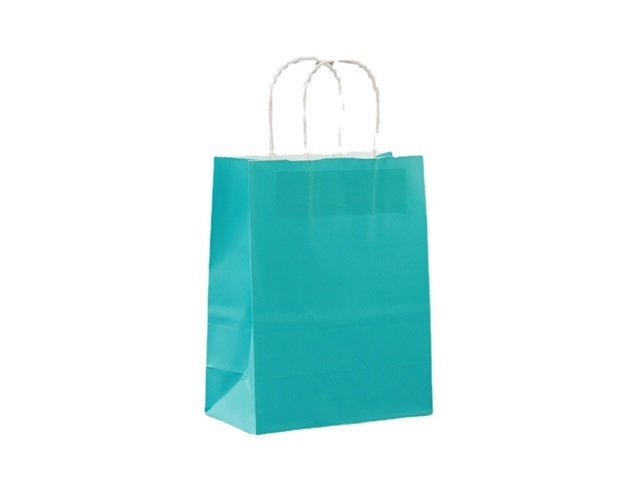 48 Kraft Paper Gift Carry Shopping Bag 33x26x12cm Teal Blue - Click Image to Close