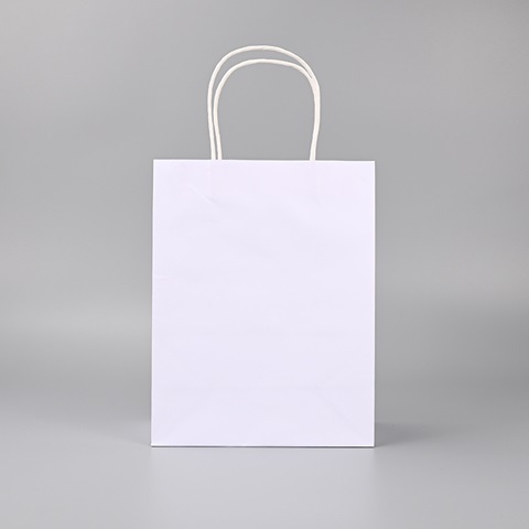 48 Bulk Kraft Paper Gift Carry Shopping Bag 27x21x11cm White - Click Image to Close