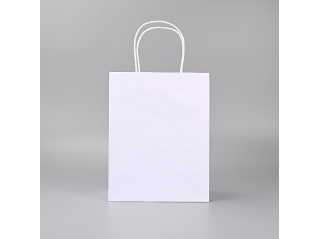 48 Bulk Kraft Paper Gift Carry Shopping Bag 27x21x11cm White - Click Image to Close