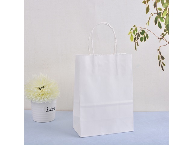 48 Bulk Kraft Paper Gift Carry Shopping Bag 33x26x12cm White - Click Image to Close