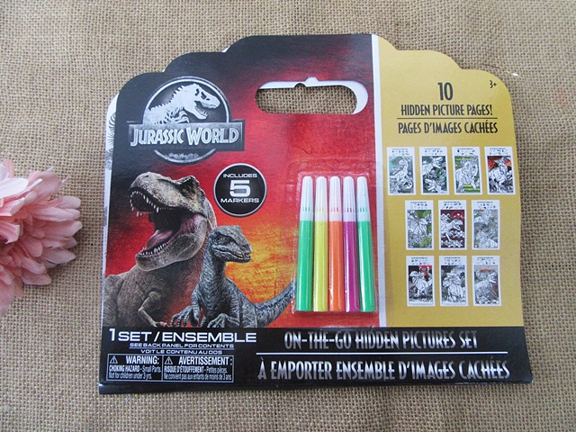 6Sets x 10Pcs Jurassic World on-the-go Hidden Pictures w/Pens - Click Image to Close