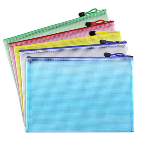16Pcs A4 File Folder Documents Organizer Pouch Zipper Bag School - Click Image to Close
