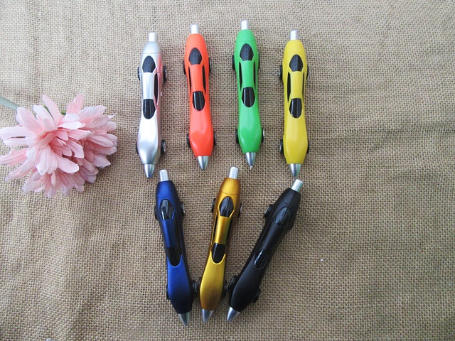 6Pcs New Movable Car Ball Point Pens 2 Usage Kid Favor - Click Image to Close